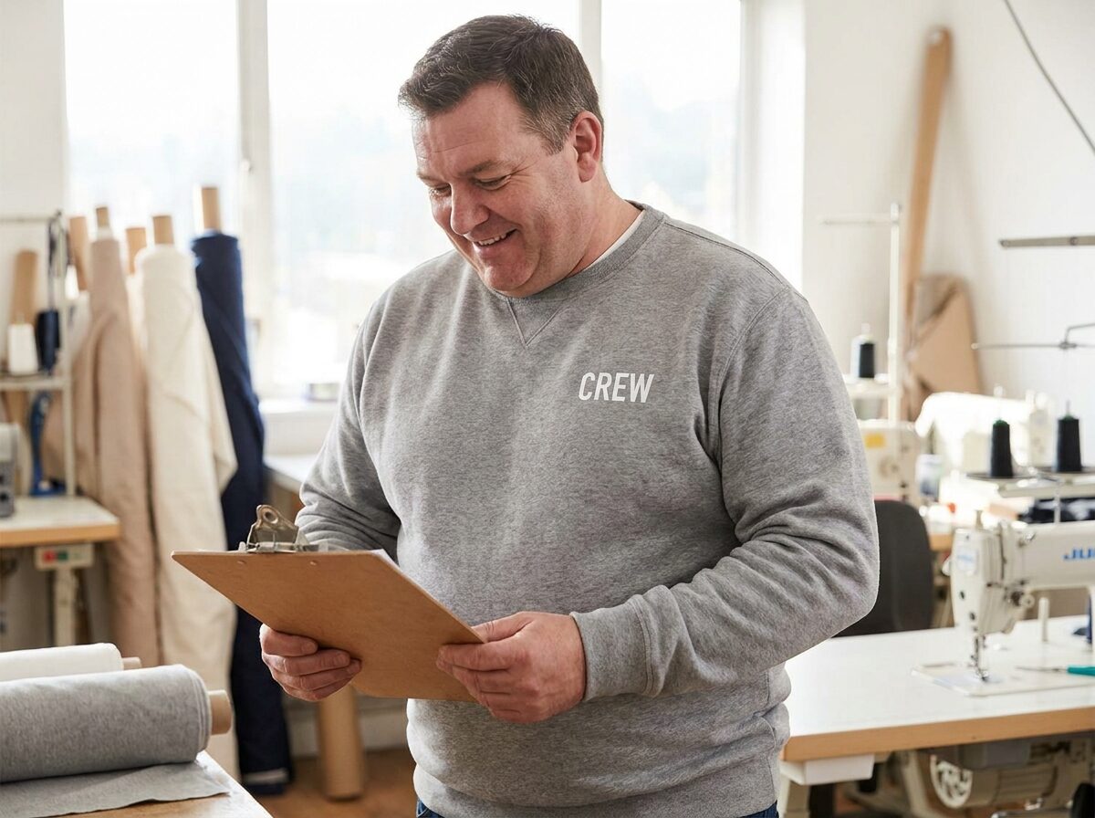 Man in een bedrukte sweater in een grote maat