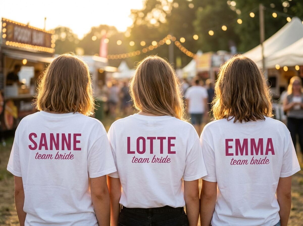 White hen party shirts with name and team bride on the back
